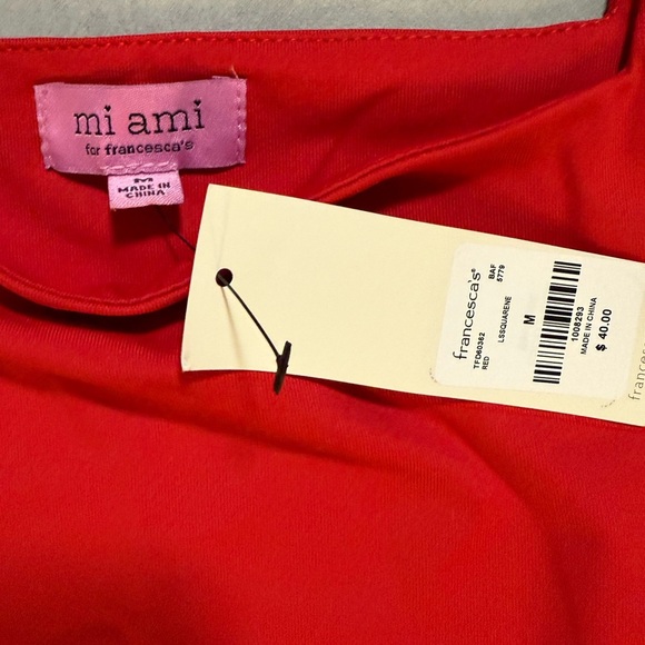 Francesca's Collections Red Long-Sleeve Square Neck Bodysuit - Picture 5 of 6